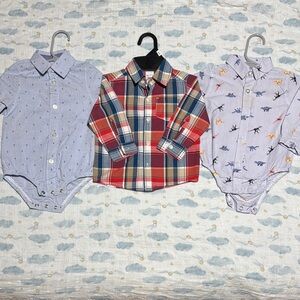 Plaid and Patterned Kids Shirt Set